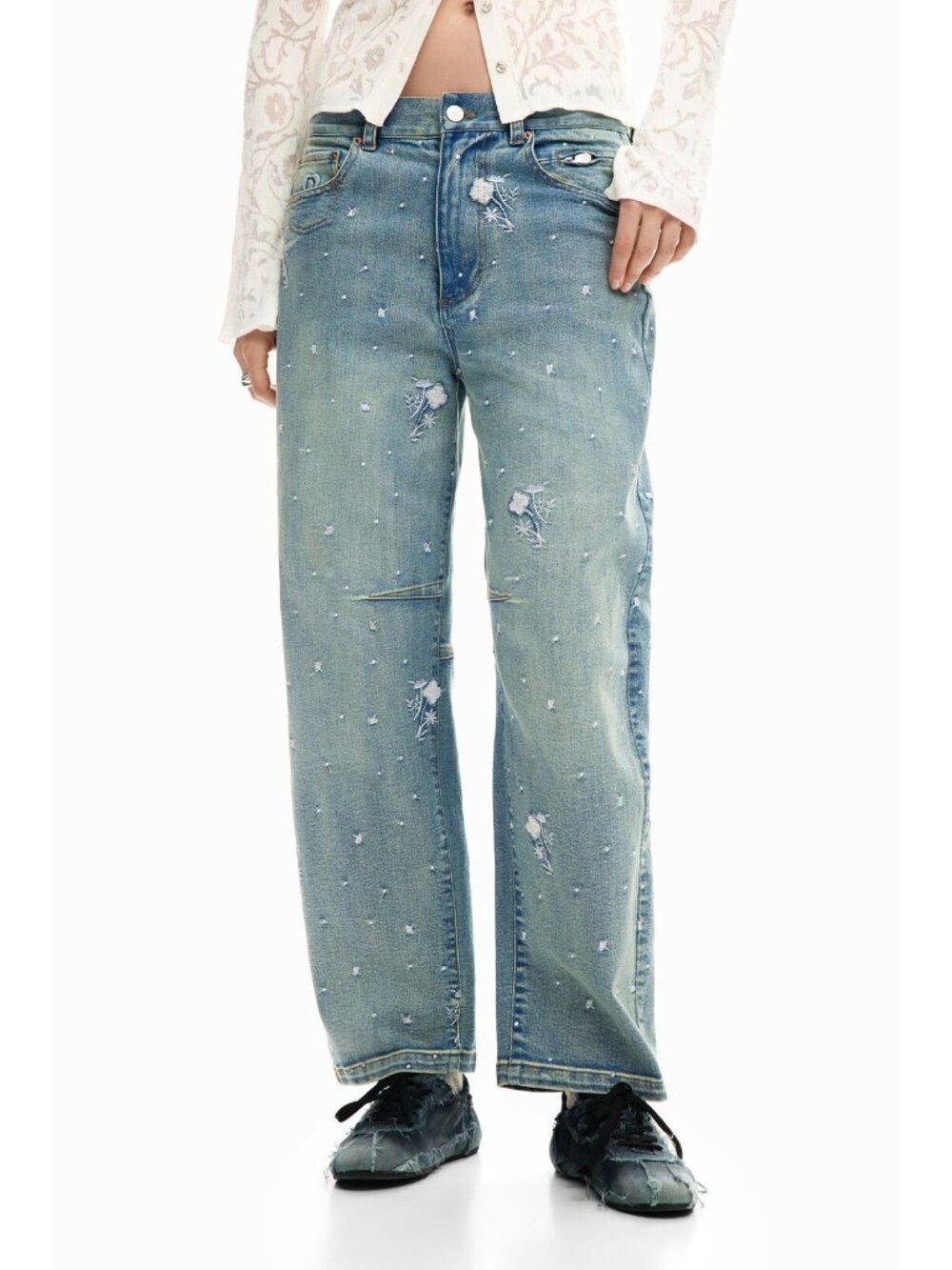 N-18. Desigual Embroidered Jeans 38 US 28